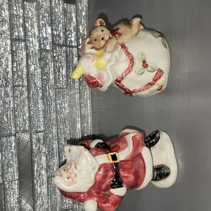 Fritz and Floyd Vintage Santa and Bag Salt and Pepper Shakers
